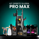 Kit Derrete Sujeira Pro Max (Pistola de Alta Pressão + Snow Foam + Lavadora de Alta Pressão K5 + adaptador +  Kit Auto90 10L + Pretinho 500ml + Shampoo c/ cera de Carnaúba 5L + Revitalizador de Plásticos)